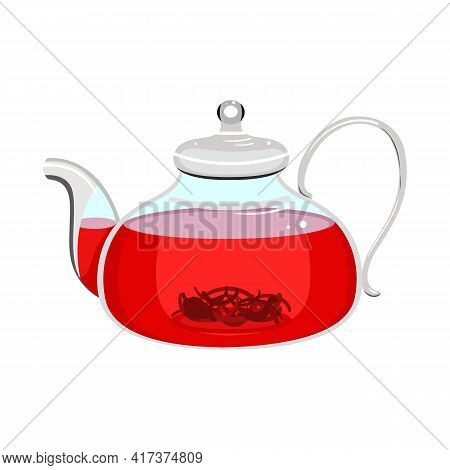 Vector Illustration Of Teapot And Hibiscus Icon. Web Element Of Teapot And Tea Stock Vector Illustra