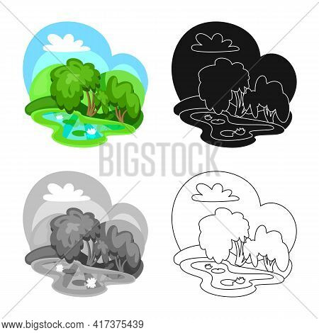 Vector Illustration Of Wetland And Grass Sign. Collection Of Wetland And Green Vector Icon For Stock