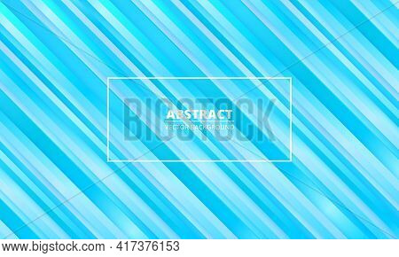Abstract Striped Metallic Blue Vector Background With Blue And White Three Dimensional Lines And Fra