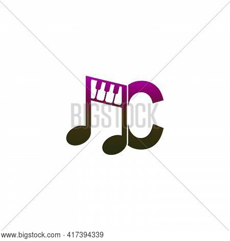 Letter C Logo Icon With Musical Note Design Symbol Template Vector