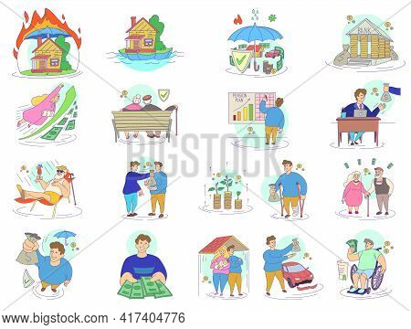 Compensation Icons Set. Cartoon Set Of Compensation Vector Icons For Web Design