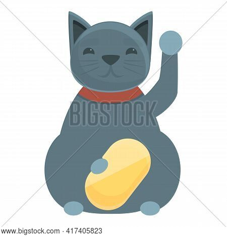 Gray Lucky Cat Icon. Cartoon Of Gray Lucky Cat Vector Icon For Web Design Isolated On White Backgrou