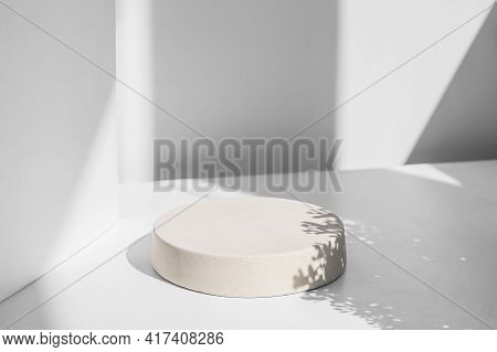 Abstract Minimal Scene With Geometrical Form. Cylinder Podiums In White Colors. Abstract Background.