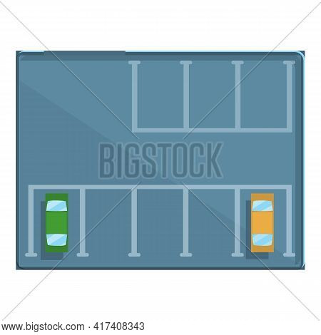 Paid Parking Top View Icon. Cartoon Of Paid Parking Top View Vector Icon For Web Design Isolated On 