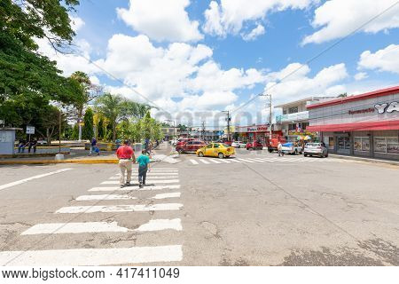 Panama, Bugaba Town April 18, Pedestrian Strips In The Manuel Guerrero Park Area In A Sunny Day. Sho