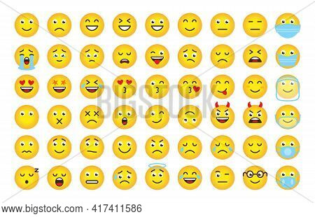 Funny Cartoon Emoji Of Yellow Gradient. Mood Or Facial Emotion Symbol For Digital Chat App Objects. 