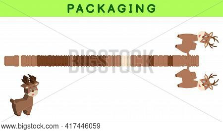 Party Favor Box Die Cut Deer Design For Sweets; Candies; Small Presents; Bakery. Package Template; G