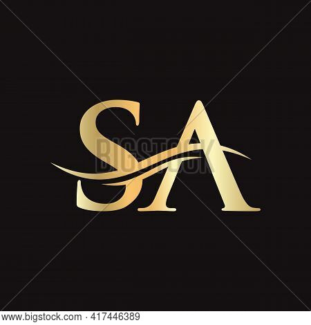 Sa Logo Design. Premium Letter Sa Logo Design With Water Wave Concept.