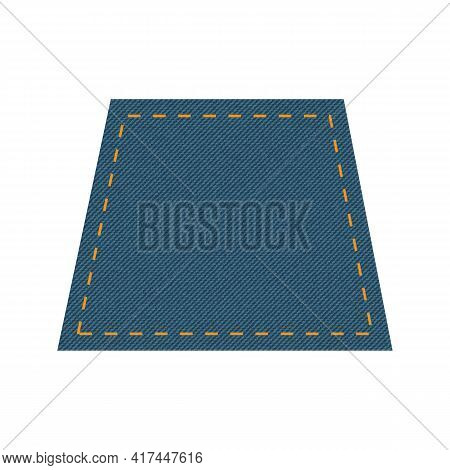 Blue Denim Design With Trapezoid With Stitcher.
