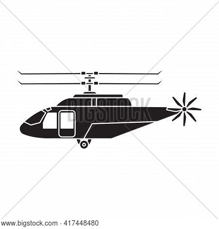 Helicopter Vector Black Icon. Vector Illustration Helicopter On White Background. Isolated Black Ill