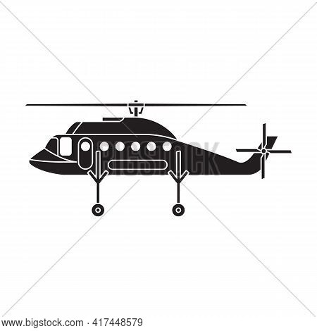 Helicopter Vector Black Icon. Vector Illustration Helicopter On White Background. Isolated Black Ill
