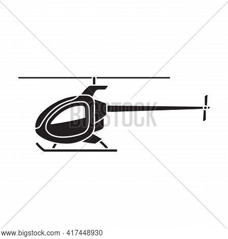 Helicopter Vector Black Icon. Vector Illustration Helicopter On White Background. Isolated Black Ill