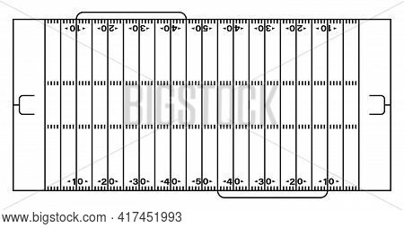 American Football Sports Field Markings Lines. Outline Football Playground Top View. Sports Ground F