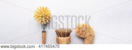 Eco Friendly Plant Based Cleaning Brush Set, Bamboo Kitchen Scrub Brush Set Of 3. Zero Waste Food Cl