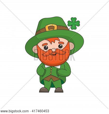 Vector Character For St. Patrick's Day. Leprechaun On A White Background. Vector Illustration. Stock