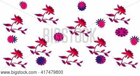 Pattern With Flowers On White Background , Texture.