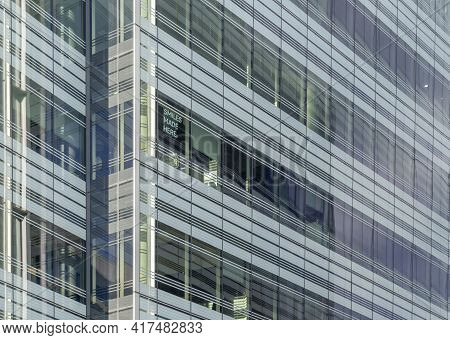 July 2020. London. Office Windows In Hammersmith, London England