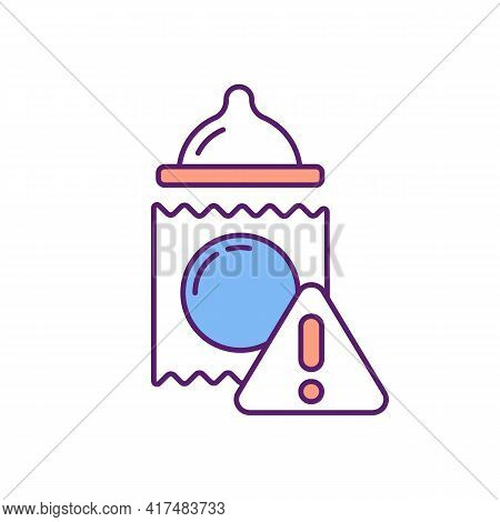 Contraceptive Condom Breakage Risk Rgb Color Icon. Pregnancy Prevention Method. Birth Control. Avoid