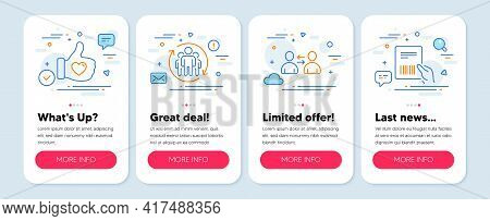 Set Of People Icons, Such As Teamwork, Communication, Like Hand Symbols. Mobile Screen App Banners. 