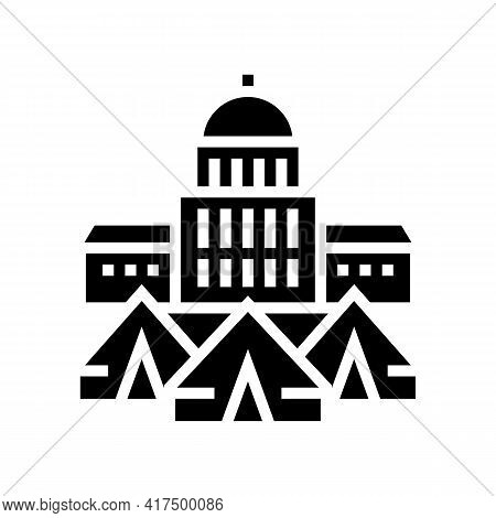 Government Building Refugee Campground Glyph Icon Vector. Government Building Refugee Campground Sig