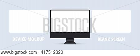 Computer Display Mockup Icon. Device Mockup, Lank Screen. Vector Eps 10. Isolated On Background.