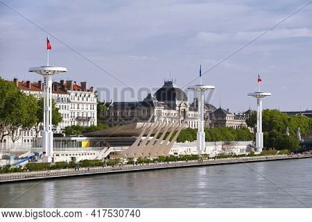 Lyon, France - June 10 2018: The Centre Nautique Tony Bertrand Is A Laid-back Pool Complex For Swimm