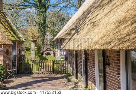 Thatch Roof Of A Historic Farmhouse In Orvelte, Netherlands