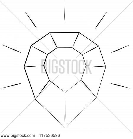 Single Element Diamond. Draw Illustration In Black And White