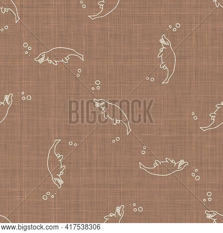 Seamless Background Mosasaurus Dinosaur Gender Neutral Baby Pattern. Simple Whimsical Minimal Earthy