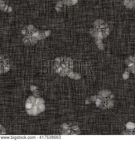 Rustic Blotched Charcoal Grey French Linen Woven Texture Background. Blobby Neutral Old Vintage Clot