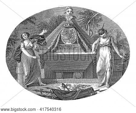 Title page for: The Life of Willem George Fredrik, vintage engraving.
