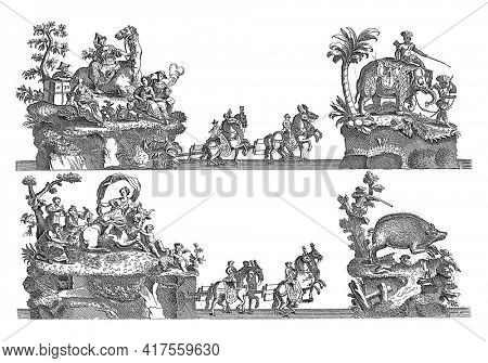 Sheet N: twenty-second and twenty-third float, vintage engraving.