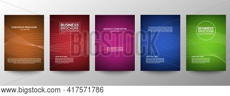 Cover Geometric Minimal. Set. Vector Abstract Line Pattern For Poster Design. Set Of Templates For B