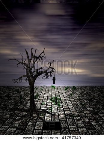 Hanging Man in surrealen Szene
