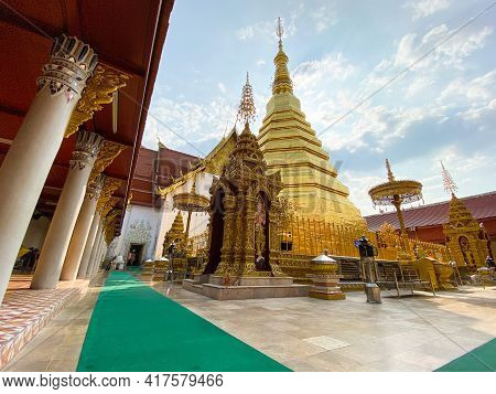 Phrae Thailand - 10 April 2021; Wat Phra That Cho Hae, The Royal Temple, Is A Sacred Ancient Temple 