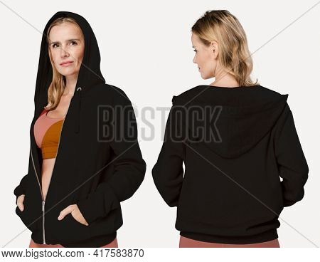 Sporty woman wearing workout outfit for apparel ad