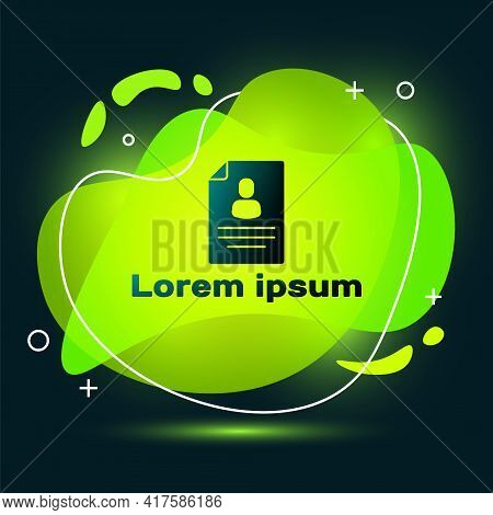 Black Resume Icon Isolated On Black Background. Cv Application. Searching Professional Staff. Analyz