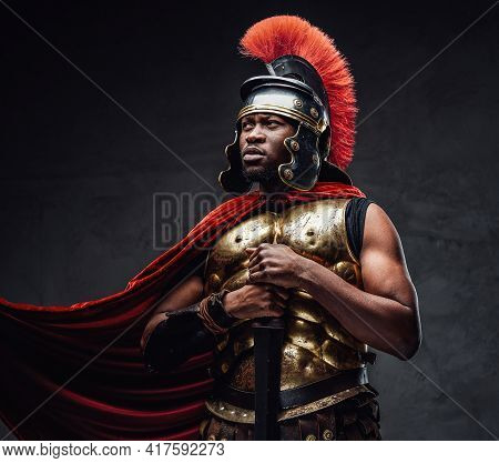 Proud Roman Warrior Of African Descent Holding Gladius