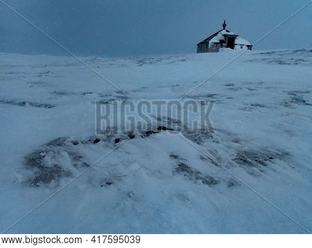 Snowy Winter Landscape Of Sarek National Park In Swedish Lappland