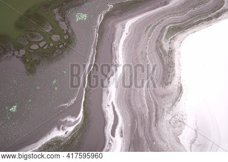 Beige And White Marble Texture. Liqued Ink Background.