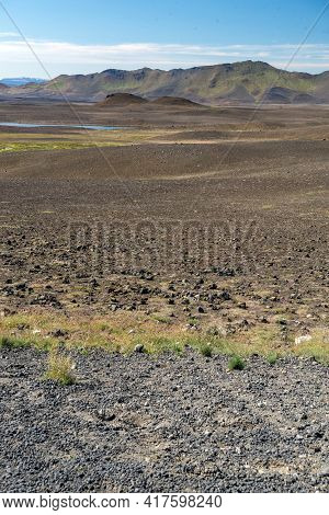 Dark Lava Desert - Great Vastness In Iceland Highlands