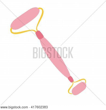 Face Massage Roller And Gua Che Scraper Cartoon Color Icon. Derma Beauty Cosmetology Care, Massager.