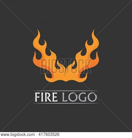 Fire Flat Logo And Flame Set Vector Icon, Hot Flaming Element Vector Flame Illustration Design Energ
