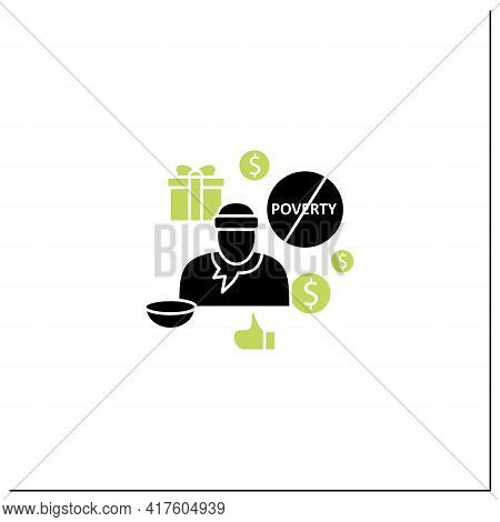 Ending Poverty Glyph Icon. Rise In Living Standards. Improving Living Conditions. Universal Basic In