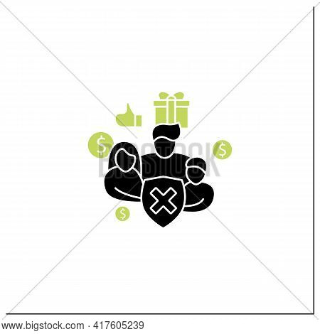 Social Security Glyph Icon. Eliminating Society Needs.rise In Living Standards. Improving Living Con