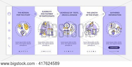 Study Protocol Elements Onboarding Vector Template. Responsive Mobile Website With Icons. Web Page W