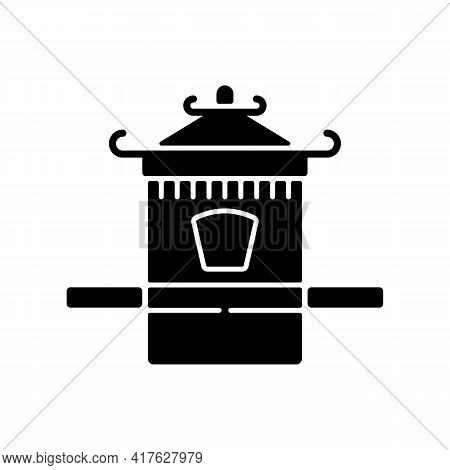 Chinese Sedan Chair Black Glyph Icon. Traditional Wedding Ceremony. Ancient Vehicle For Transportati