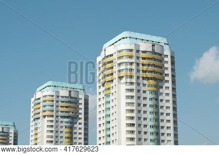 View Of The New Microdistrict In The City Of Minsk .architecture Of The City Of Minsk.the New Lighth