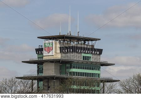 Indianapolis - Circa April 2021: Indianapolis Motor Speedway Pagoda. Ims Is Preparing For The Indy 5