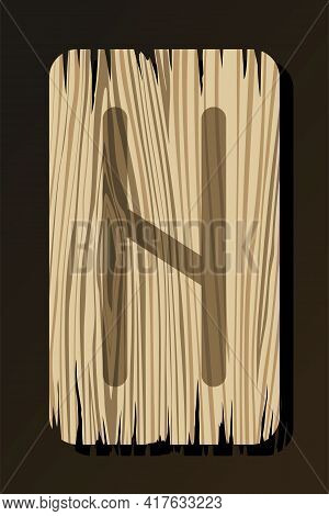 Old Wooden Rune Of Hagalaz On A White Background In Vector